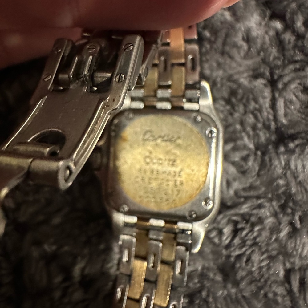 Cartier Panthere women watch. Gold 18k and silver and sapphire button. - Picture 5 of 5